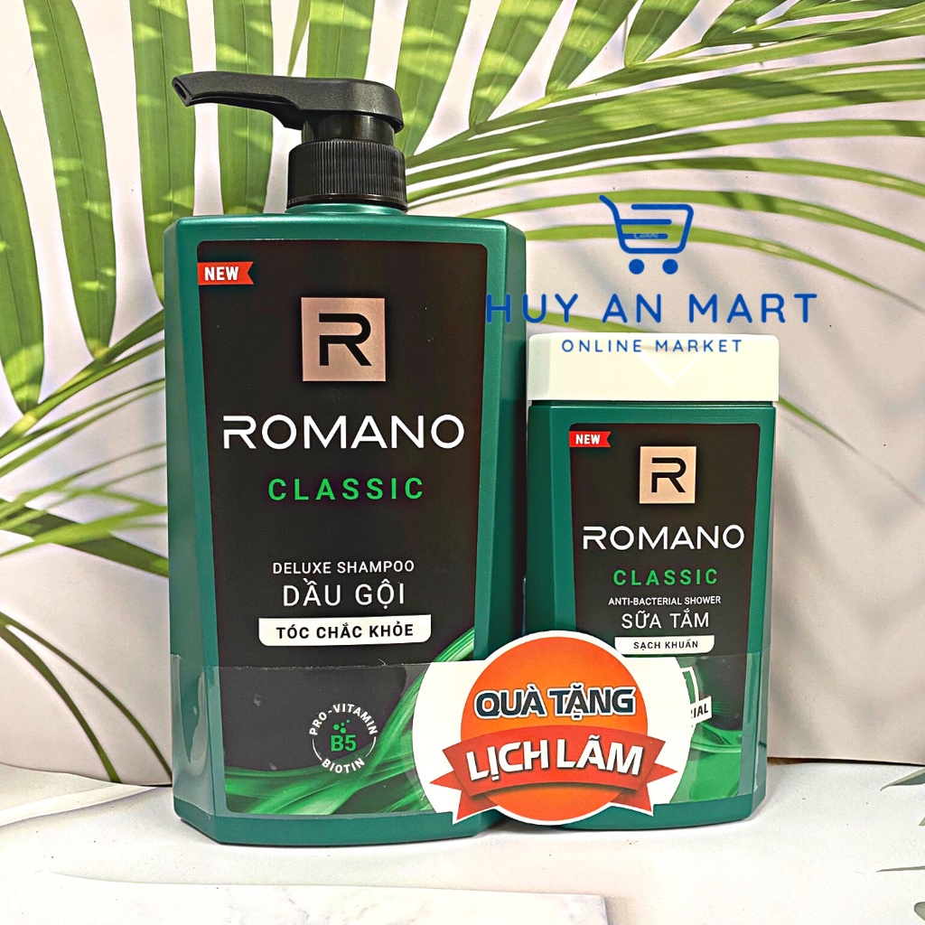 ⚡MUA 1 TẶNG 1⚡ Dầu gội Romano Classic tóc chắc khỏe 650g tặng sữa tắm Romano Classic 150g hương nam tính