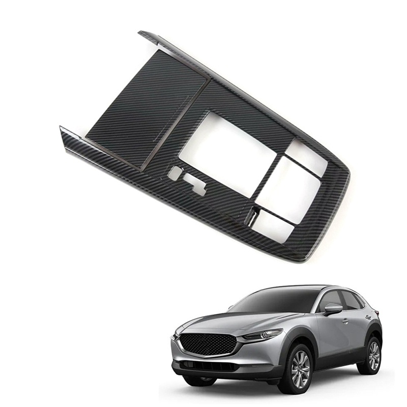 Bộ 2 Viền Bọc Bảng Điều Khiển Cần Gạt Số / Cốc Nước Bằng Sợi Carbon Cho Mazda CX-30 CX30 2020 2021 2022