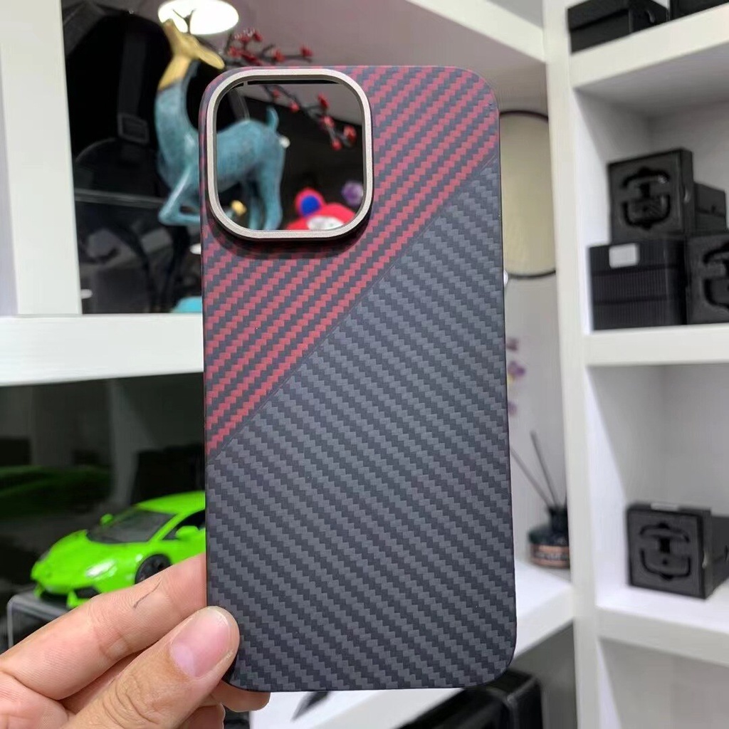 Ốp Điện Thoại Sợi Carbon Siêu Mỏng Có Vòng Nhẫn Bảo Vệ Camera Cho iphone 14 Pro Max 14 Plus