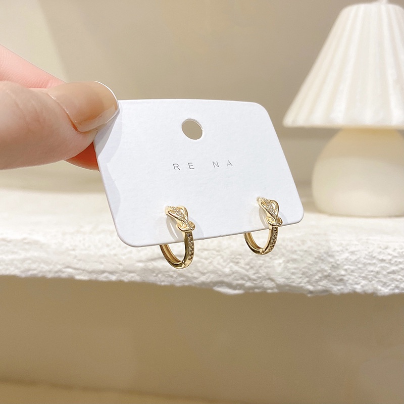 Bông Tai Mạ Vàng / Bạc 925 Hình Nút Thắt Đính Đá Zircon Thời Trang Phong Cách Hàn Quốc Cho Nữ