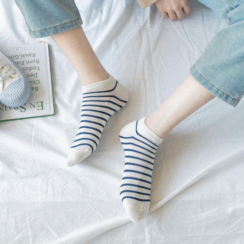 Vớ Cổ Thấp Họa Tiết Sọc Caro Dễ Thương Thời Trang Mùa Hè Cho Nữ