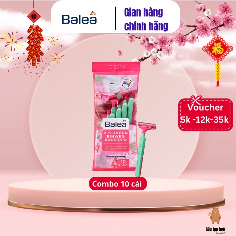 Dao cạo nữ 2 lưỡi dùng 1 lần Balea 2-Klingen Einwegrasierer 10 cái - hàng nhập khẩu Đức