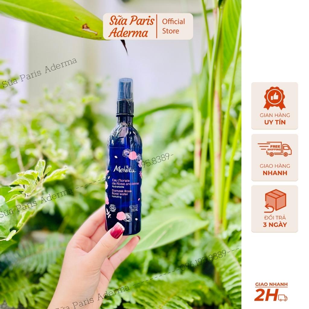 Toner/ Nước hoa hồng hữu cơ Melvita Eau Florale Pháp 200ml giúp làm sạch sâu, se khít lỗ chân lông_Sữa Paris Aderma