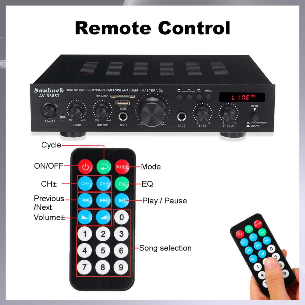 Amply karaoke SUNBUCK AV-338ST - Hàng chính hãng - Công suất cao, HIFI kỹ thuật số âm thanh stereo loa vali 5 kênh