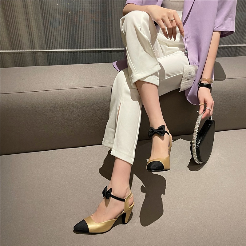 Giày cao gót quai nơ trước kiểu Mary Jane cho nữ thời trang thanh lịch