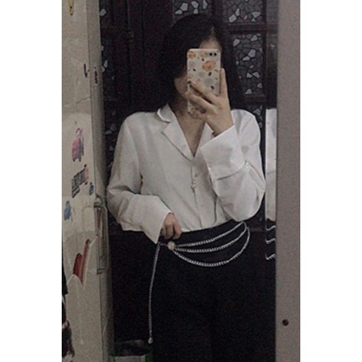 Thắt lưng thời trang kim loại phối váy, thắt lưng xích đồng xu, dây nịt kim loại vintage, retro