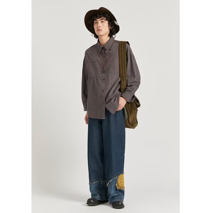 Quần jean trắng hiphop quần đen from rộng unisex quần jean bé trai thời trang simple Quần jean ống rộng nam