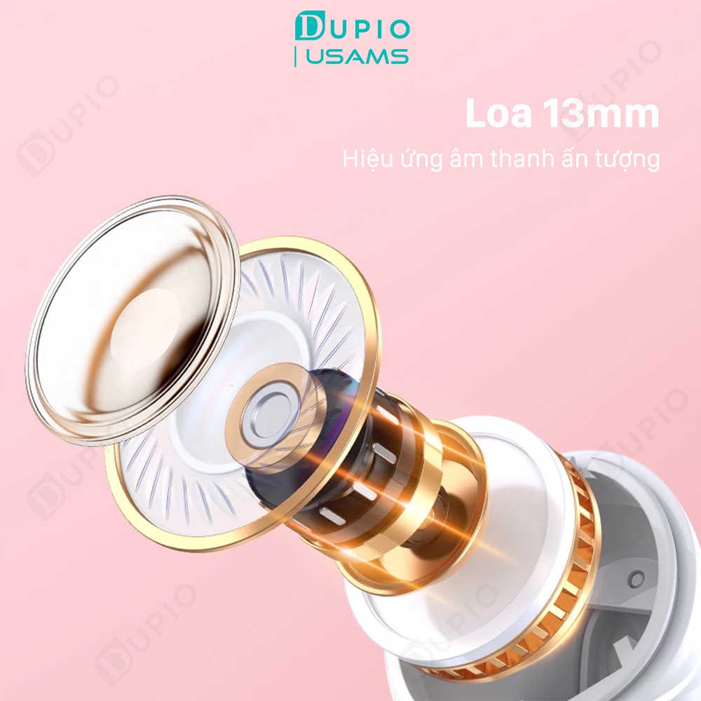 Tai nghe Bluetooth DUPIO Usams TN14 không dây 2 mic nắp trong suốt nhỏ gọn dễ mang theo