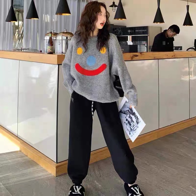 Áo Len Nữ Dài Tay Cổ Tròn Form Rộng Thời Trang Hàn