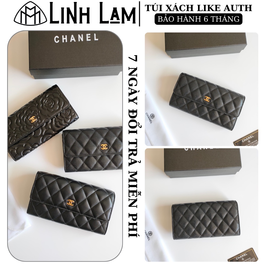 Ví nữ dáng dài cầm tay, Chane A374 da bò nguyên tấm ,Size 19cm,Full box vip nguyên seal, Bảo Hành 6 tháng