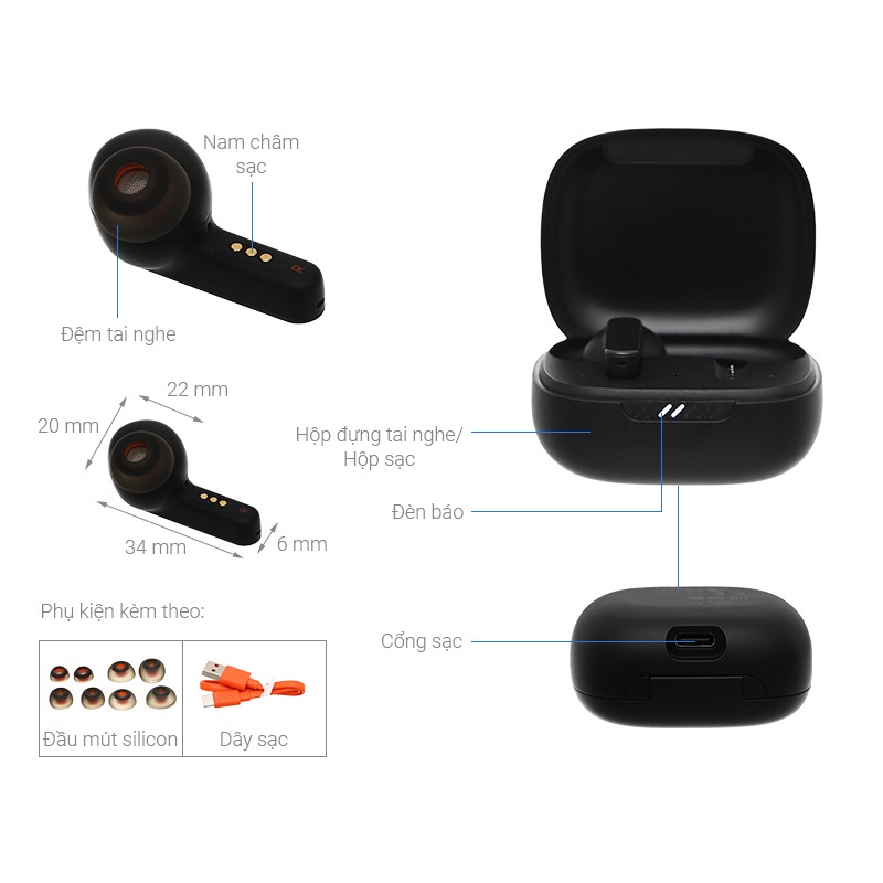 Tai nghe Bluetooth True Wireless JBL LIVE PRO+, Tai Nghe Nhét Tai Bluetooth Không Dây, Âm bass mạnh mẽ với công nghệ JBL