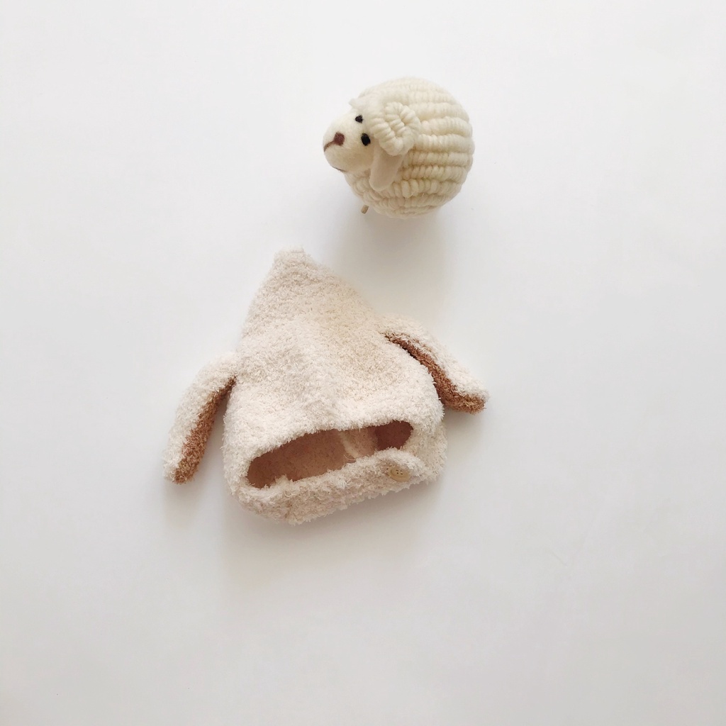 Mũ Cotton Thuần Khiết Bảo Vệ Tai Phối Lông Thỏ Giữ Ấm Mùa Thu Đông Phiên Bản Hàn Quốc Cho Bé Trai Và Bé Gái