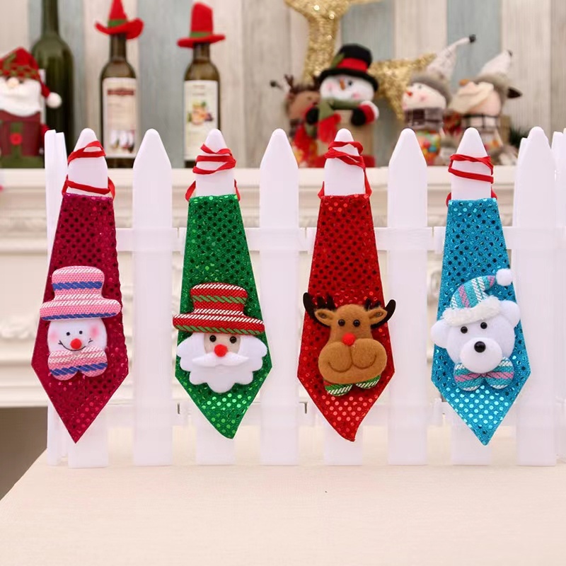 Cà Vạt Đính Kim Sa Hình Ông Già Noel Sáng Tạo Cho Người Lớn Và Trẻ Em