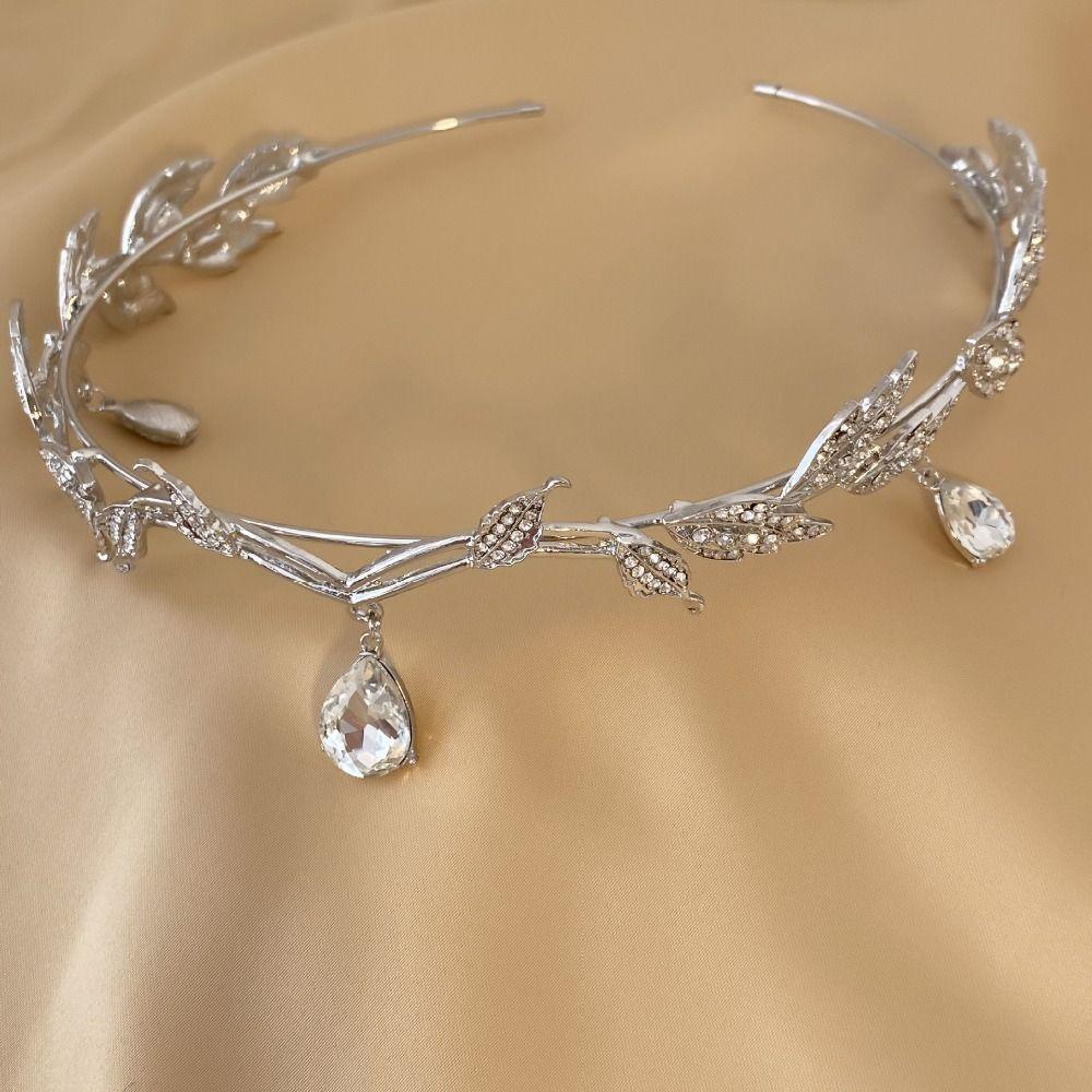 Băng Đô Cài Tóc Hình Chiếc Lá Phong Cách Retro|Vương Miện Cô Dâu Thiết Kế Sang Trọng Cao Cấp