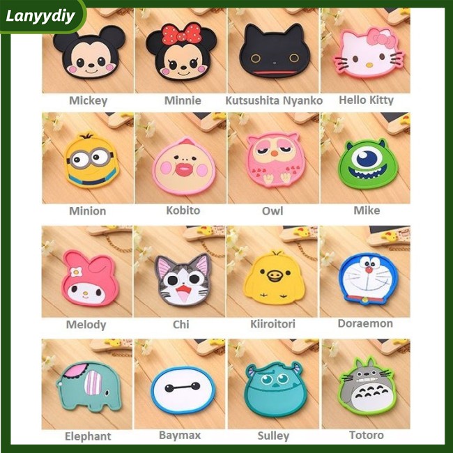 1 Miếng Lót Ly Bằng PVC Hình Totoro / Doraemon / Baymax / Minion / Hello Kitty / Mickey