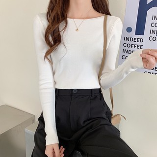 Áo len lông cừu dài tay cổ thuyền basic xinh
