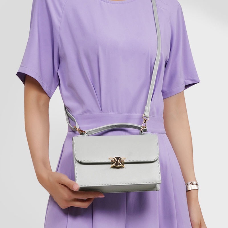 Túi Đeo Chéo Hình Vuông Nhỏ Có Khóa Kim Loại Thời Trang Cho Nữ