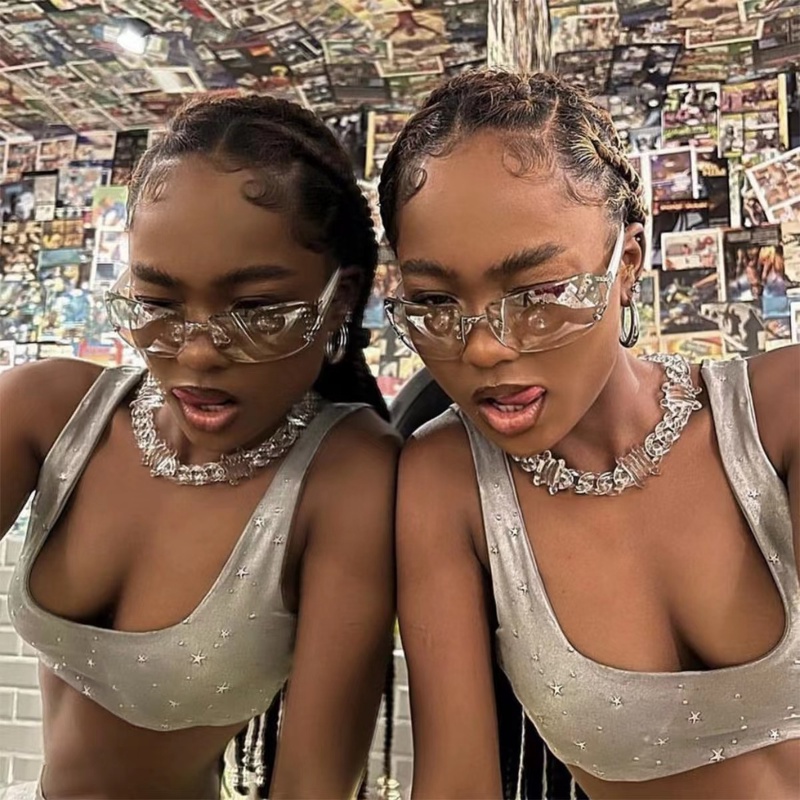 Kính Râm Thời Trang Không Gọng Thiết Kế Gradient Phương Tây Y2K Steampunk