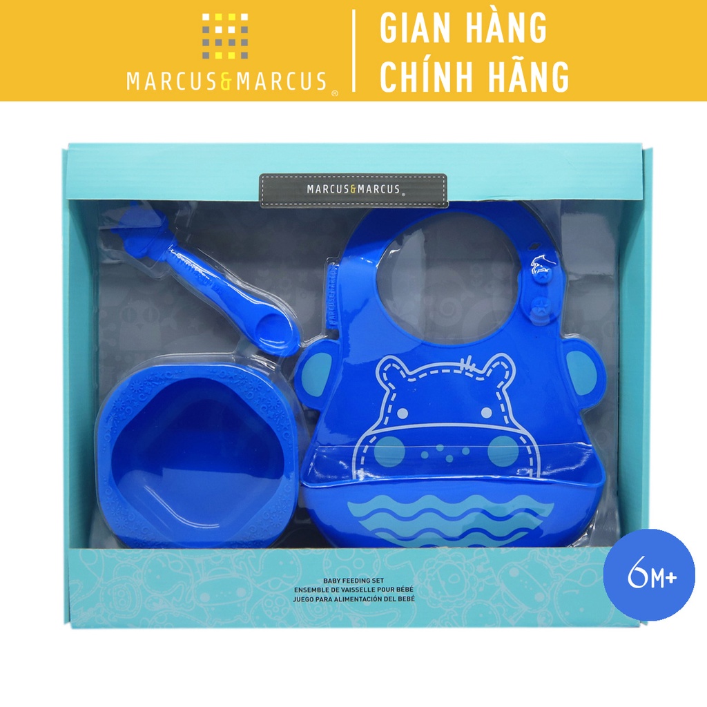 Bộ đồ dùng ăn dặm silicon Baby Marcus & Marcus, cho bé từ 6 tháng - Lucas