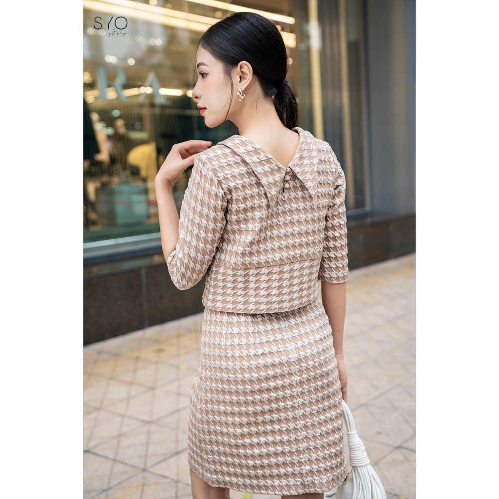 SYO- CROPTOP VẢI XỐP HOUNDSTOOTH A1047-22