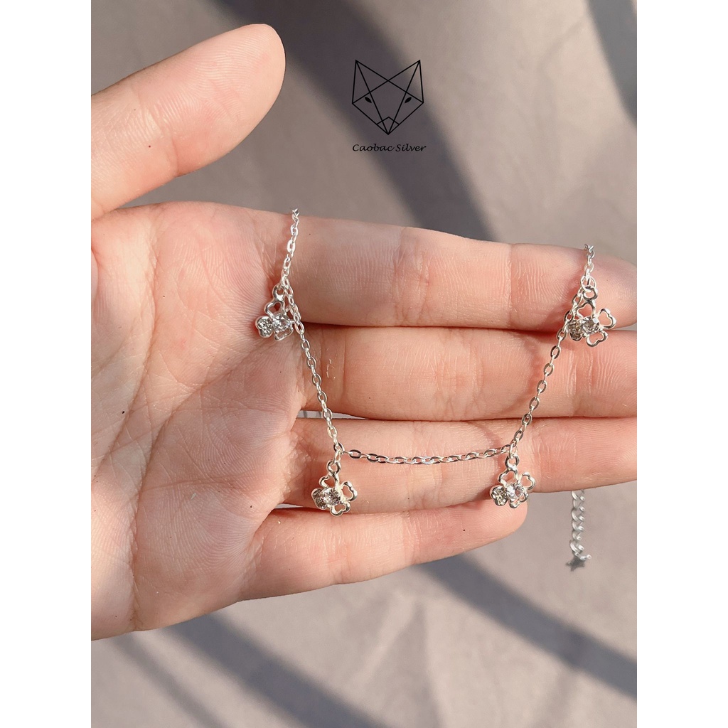 Lắc Tay, Lắc Chân Bạc Ta Cao Cấp CaoBac Silver Họa Tiết Hoa Bốn Lá Rỗng Lấp Lánh Món Quà Dành Tặng Riêng Cho Bạn Gái