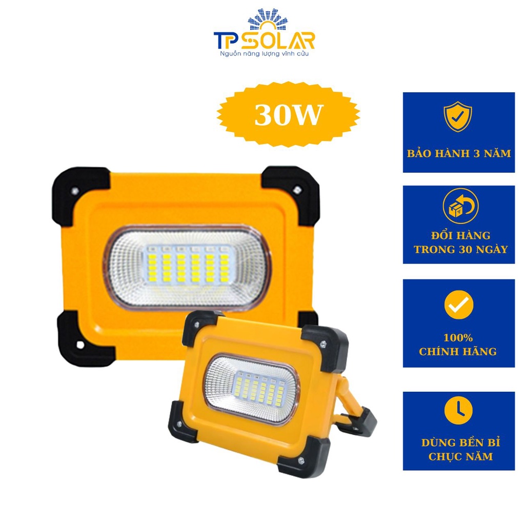 Đèn Đa Năng Cầm Tay Năng Lượng Mặt Trời TP Solar 30W TP- X30 Sạc Pin Cho Điện Thoại, Chống Nước IP65