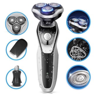 Dao cạo râu điện, máy cạo râu đa năng 4D Shaver Sk 1588 chính hãng, 3 lưỡi tự mài sắc