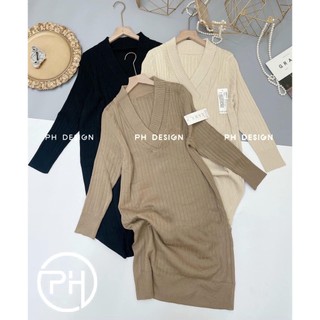 Váy len suông cổ tim Hàng QC