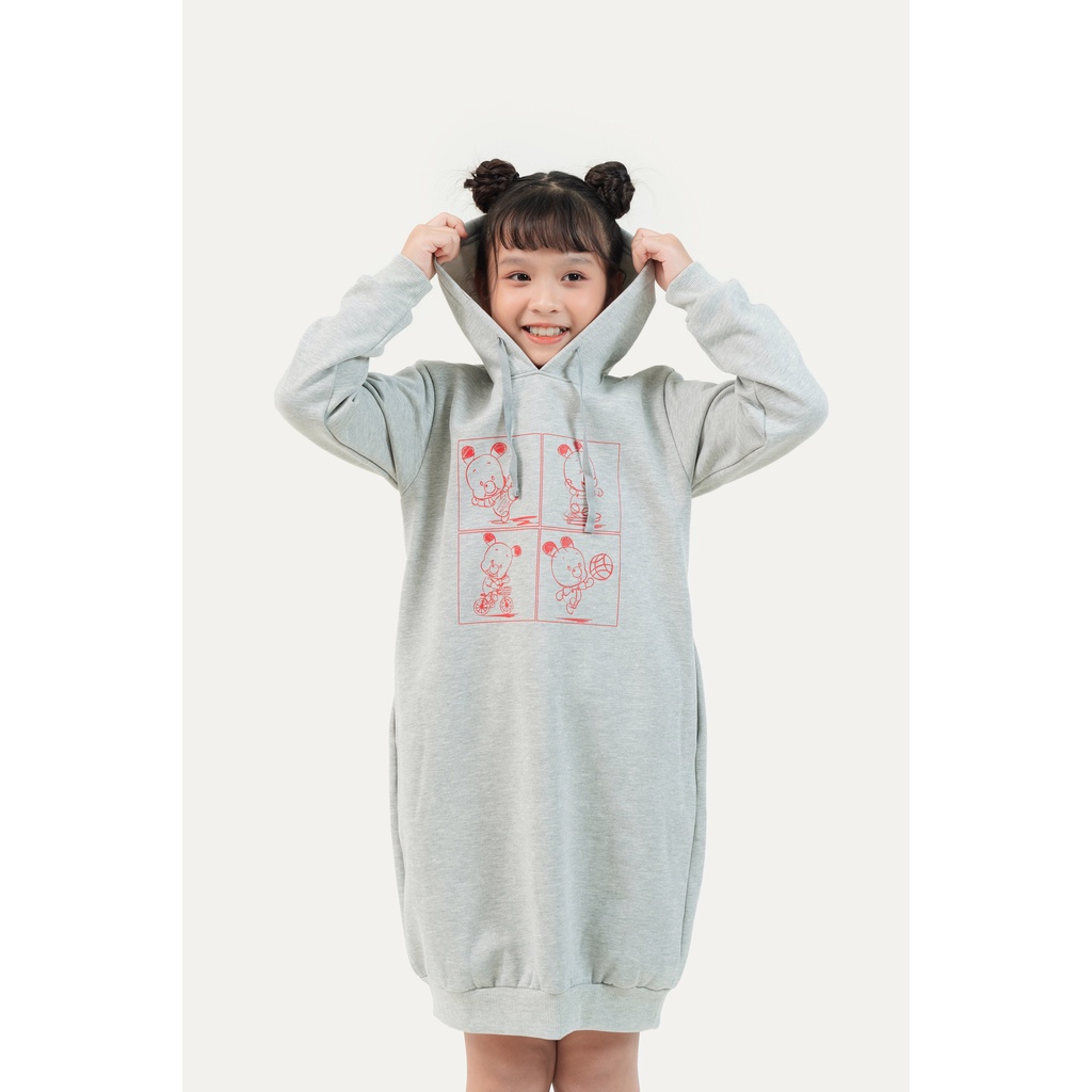 Váy Dài Tay Bé Gái ARDILLA Thiết Kế Dáng Dài Có Mũ, Chất Liệu Nỉ Cào Bông Ấm Áp Cho Bé Từ 8-15 Tuổi TA8502VDT