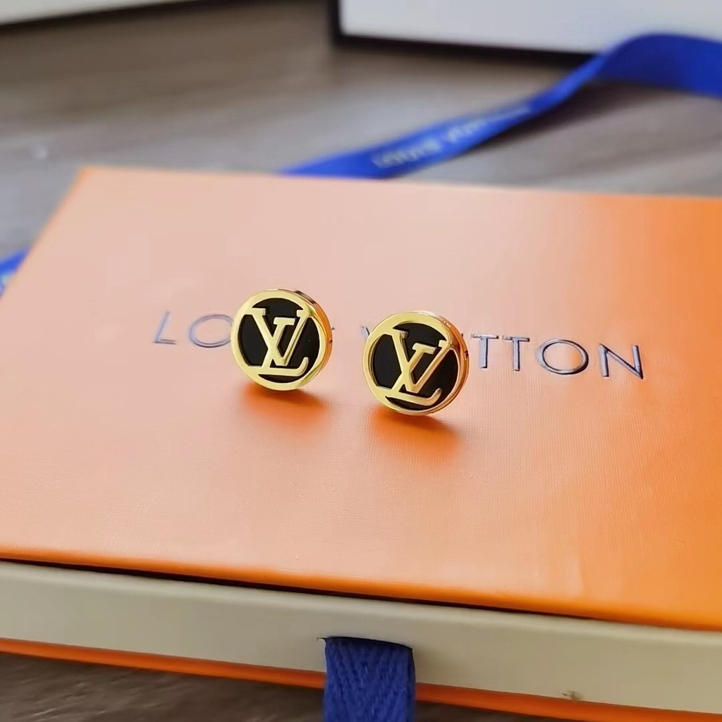 Khuyên Tai LV Bằng Thép Titan Đơn Giản Thanh Lịch Cho Nữ