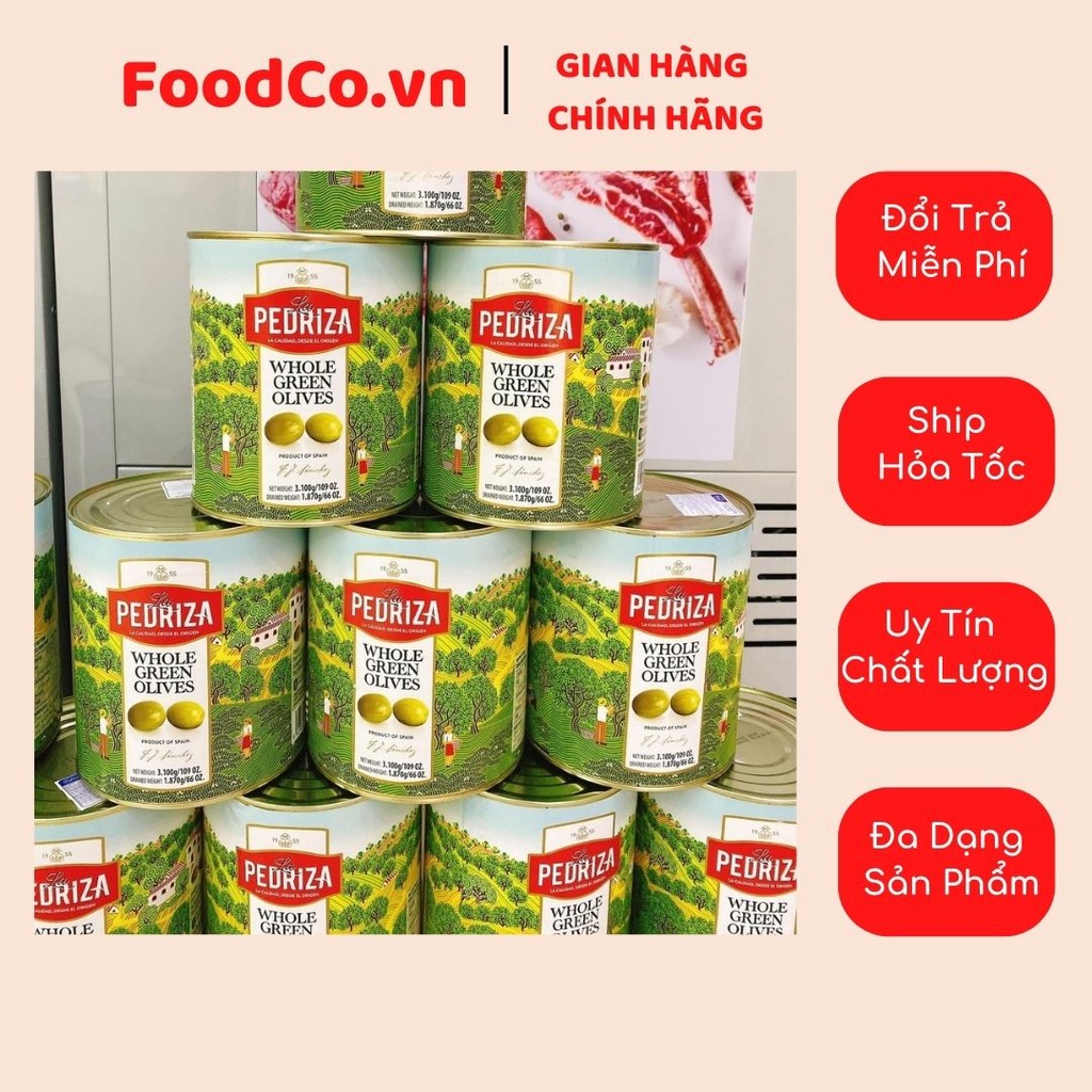 Quả Oliu muối Nguyên hạt Lapedriza Tây Ban Nha hộp 3kg- Foodco.vn