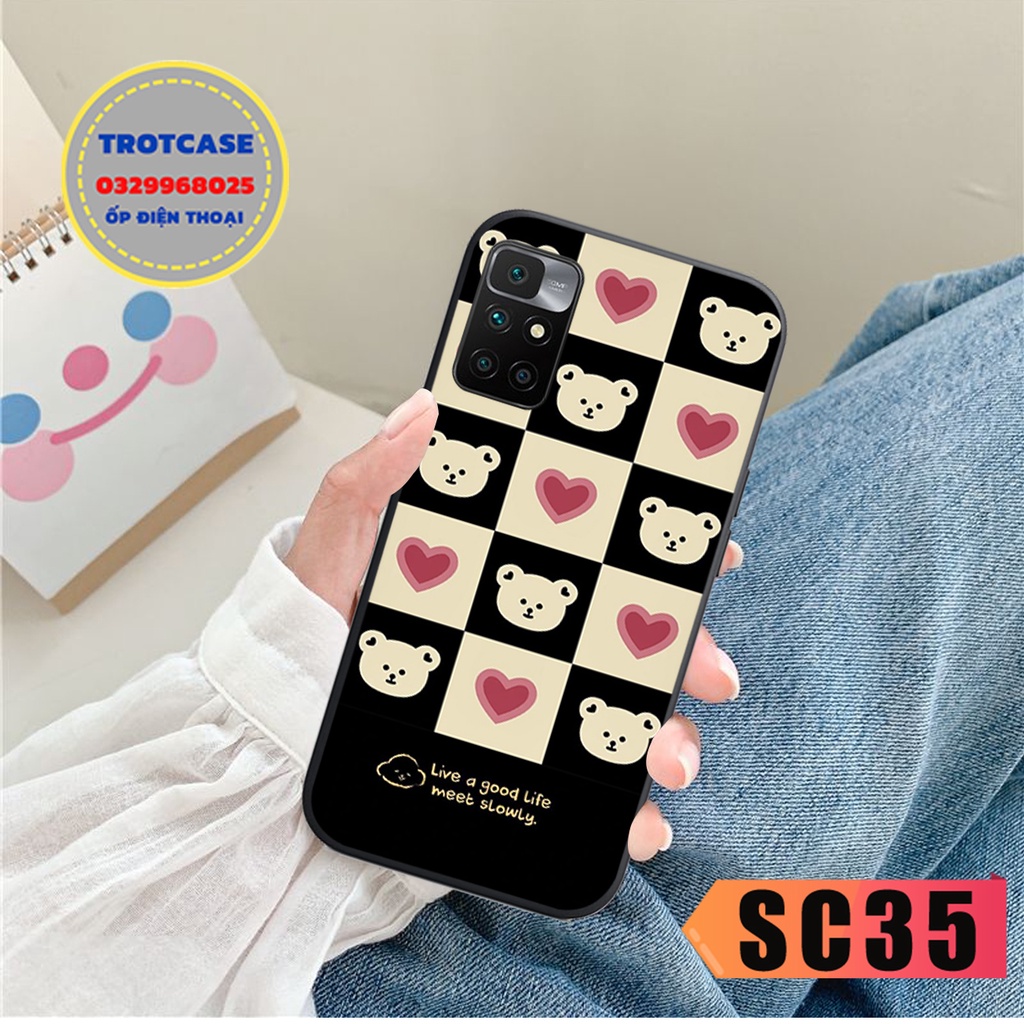 Ốp lưng Redmi 10 - Note 10  - Note 10S 4G -  Note 10T Pro 5G - in hình gấu hồng dẽ thương, trái tim siêu đẹp