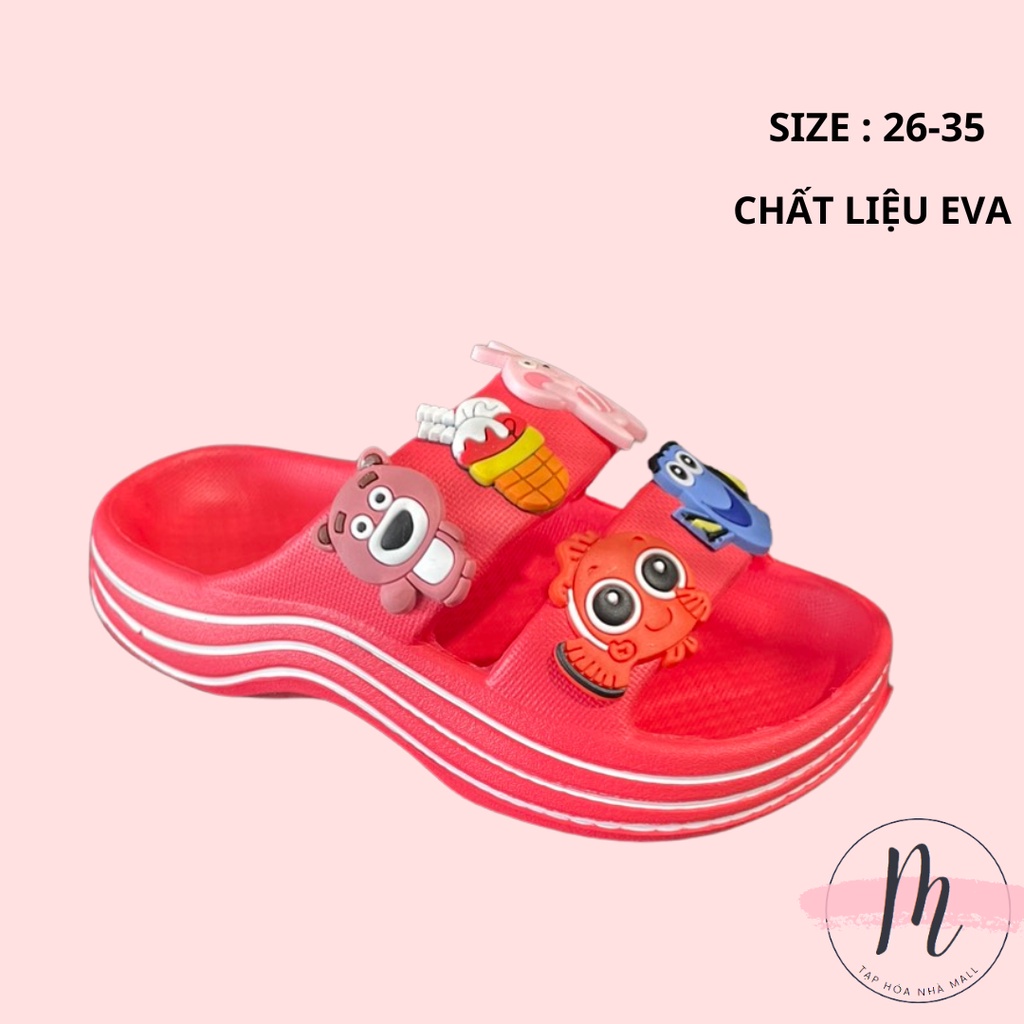 Dép bánh mì đế cong cho bé gái đủ màu kèm sticker dễ thương