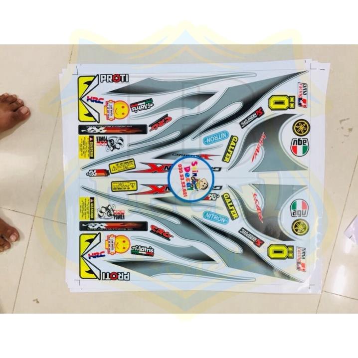DECAL PVC 5 LỚP CHẤT LƯỢNG CAO Tem rời exciter 2010 lửa trắng xanh ngọc