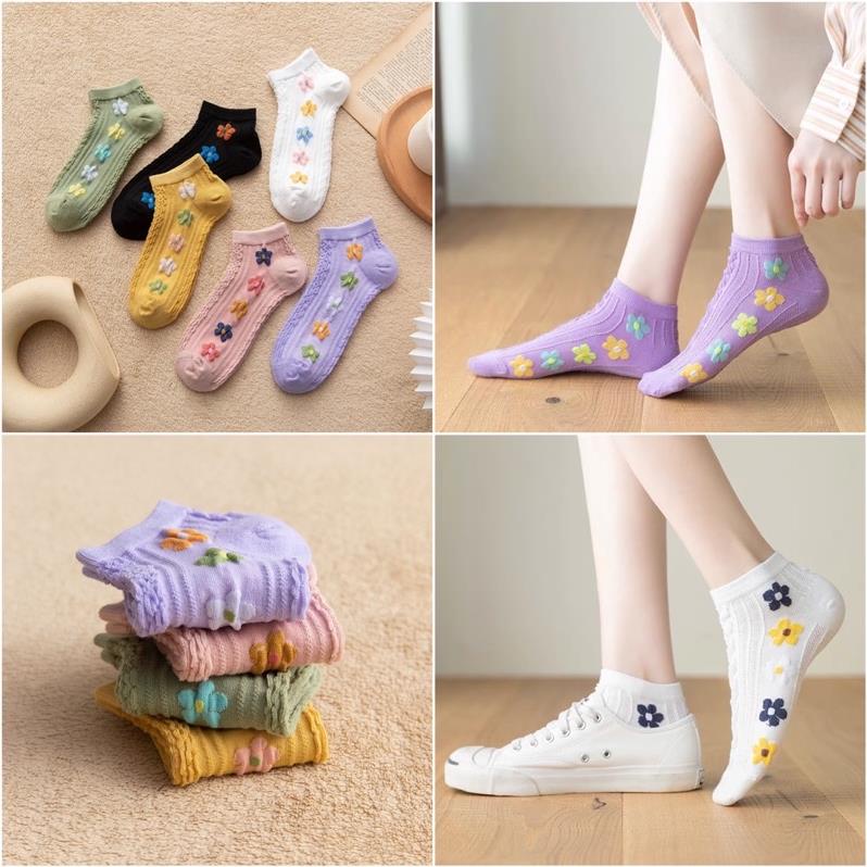 Set 5 đôi tất nam nữ cổ cao,ngắn thể thao thời trang kute cao cấp