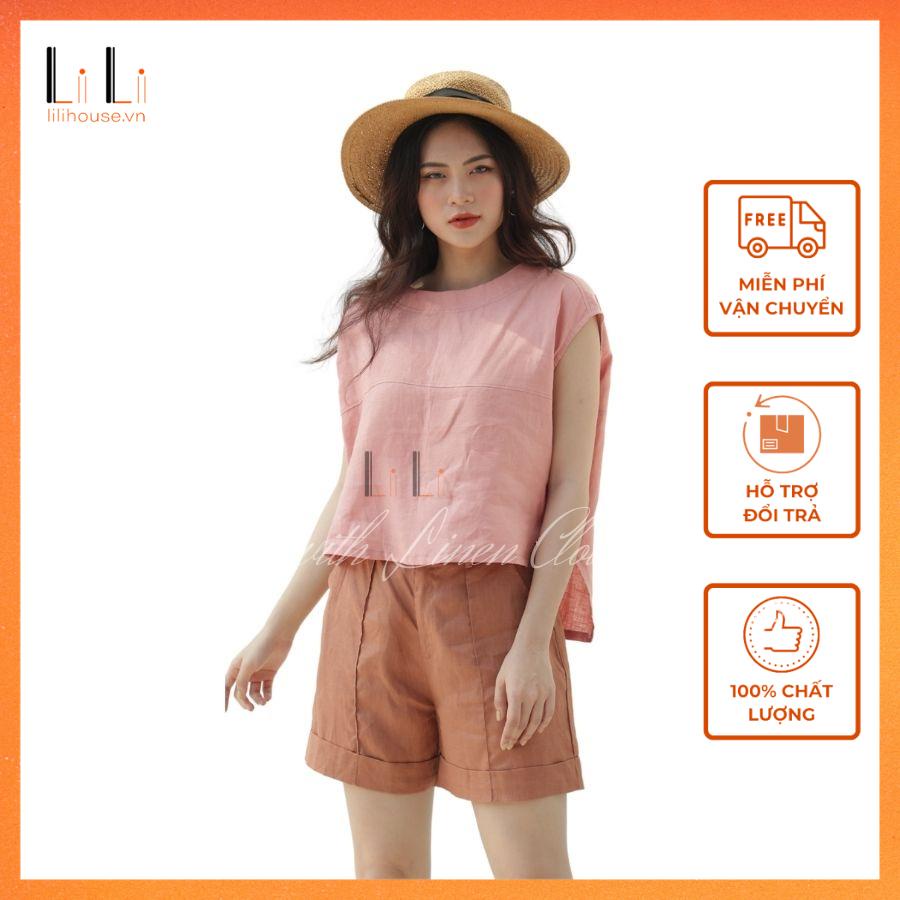 Set Đồ Mặc Nhà Đi Chơi Sang Trọng, Bộ Đồ Áo Linen Sát Nách Phối Quần Short Nữ Cao Cấp Phong Cách Trẻ Trung