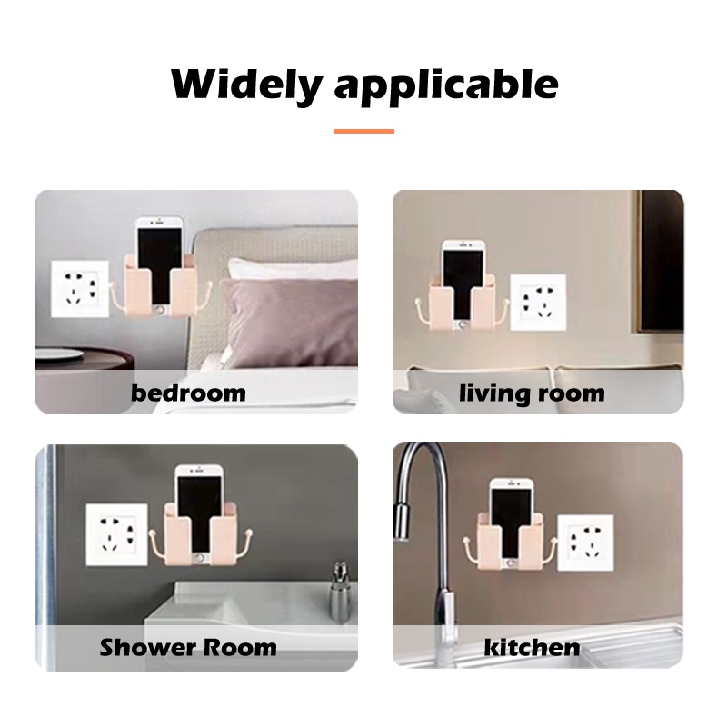 Giá Để Điện Thoại, Kệ Dán Tường Để Remote, Đồ Dùng/ Giá Đỡ Sạc Điện Thoại Có Móc Treo Giữ Dây Điện.