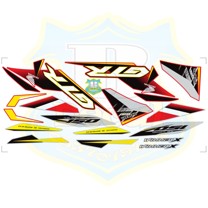 DECAL PVC 5 LỚP CHẤT LƯỢNG CAO Tem rời winner X GTR đỏ bạc