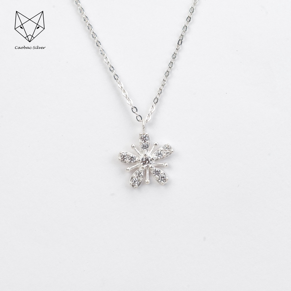 Dây Chuyền Bạc Ta Cao Cấp CaoBac Silver Thiết Kế Hoa Tuyết Năm Cánh Tinh Tế Nhẹ Nhàng, Thanh Lịch Cho Bạn Gái