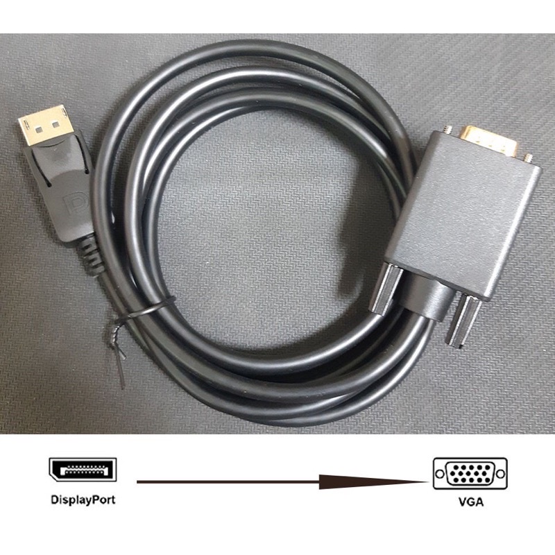 Cáp chuyển đổi Displayport to VGA Adapter dài 1.8m. Dây DisplayPort ra VGA , Cáp chuyển ditplayport sang vga.