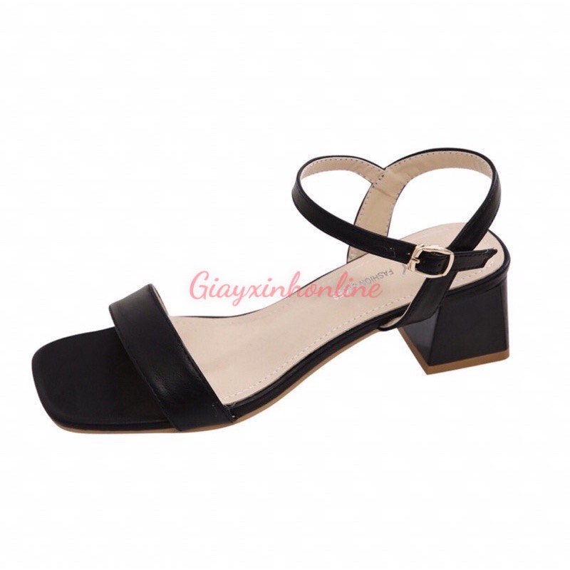 Giày sandal cao gót nữ 5p đế vuông quai mảnh chuẩn size 35 - 39