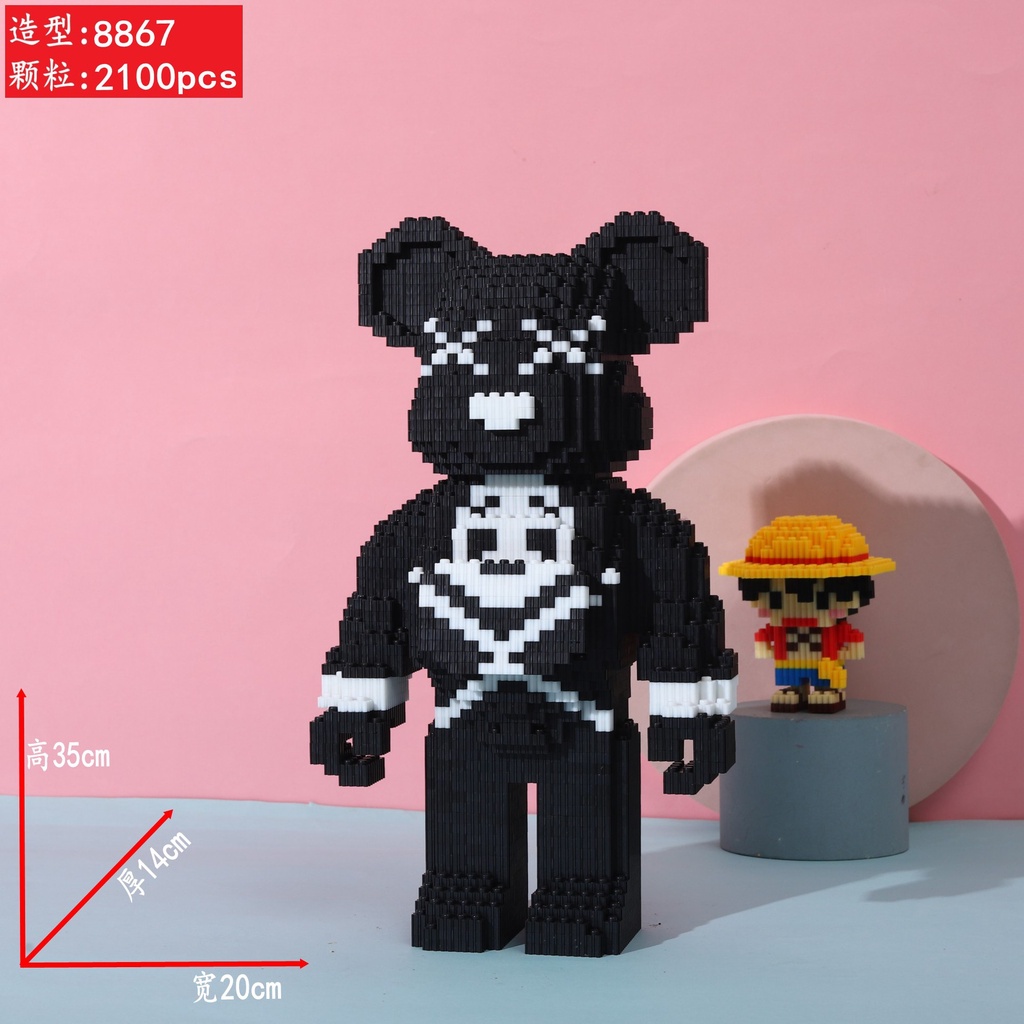Le go Bearbrick Block richcat 33cm - 36 cm đồ chơi lắp ráp mô hình mèo thần tài có ngăn kéo tặng búa