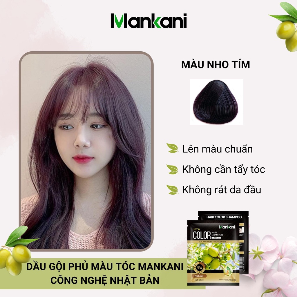 Gói dầu gội nhuộm tóc, thảo dược màu Nho Tím, Mankani [Chính Hãng]