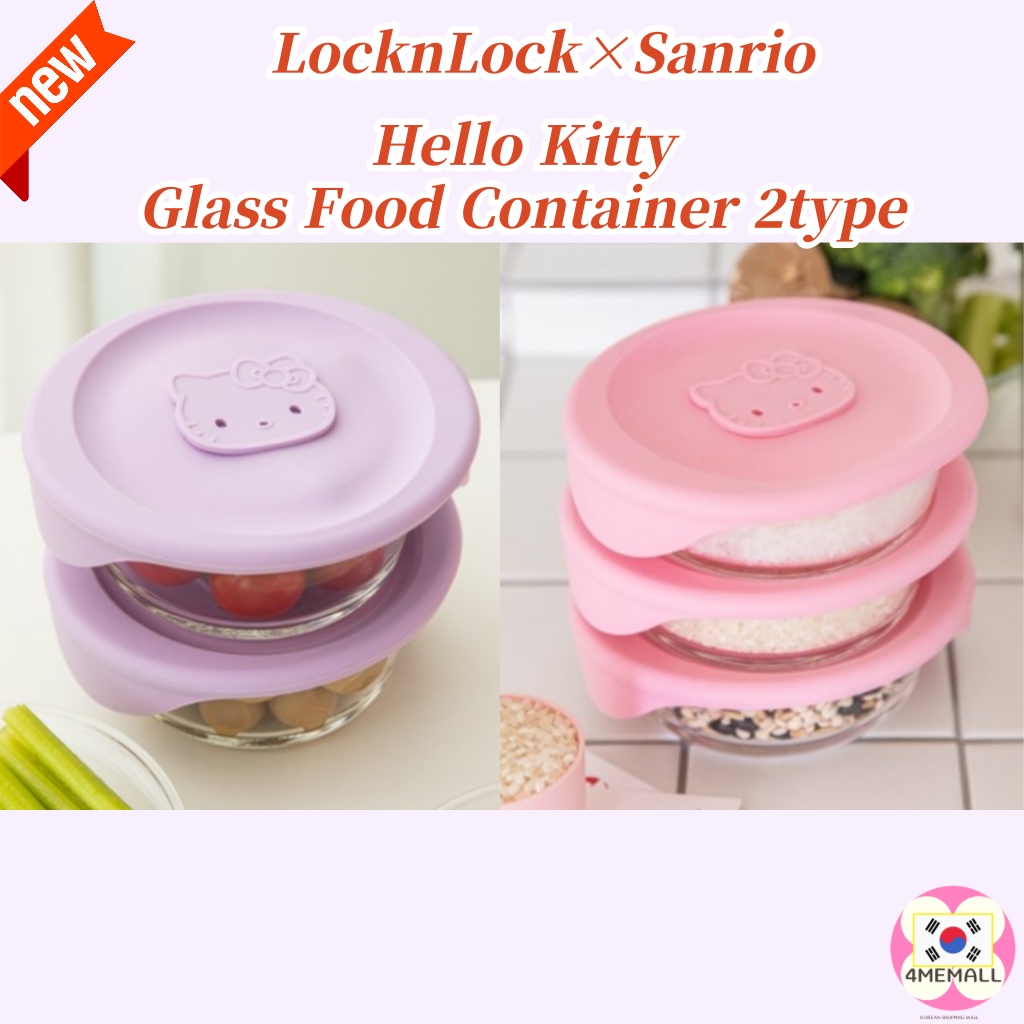 LOCK & LOCK SANRIO Hộp Thủy Tinh Đựng Thức Ăn 2P (450Ml) / 3P (355Ml) Hello Kitty