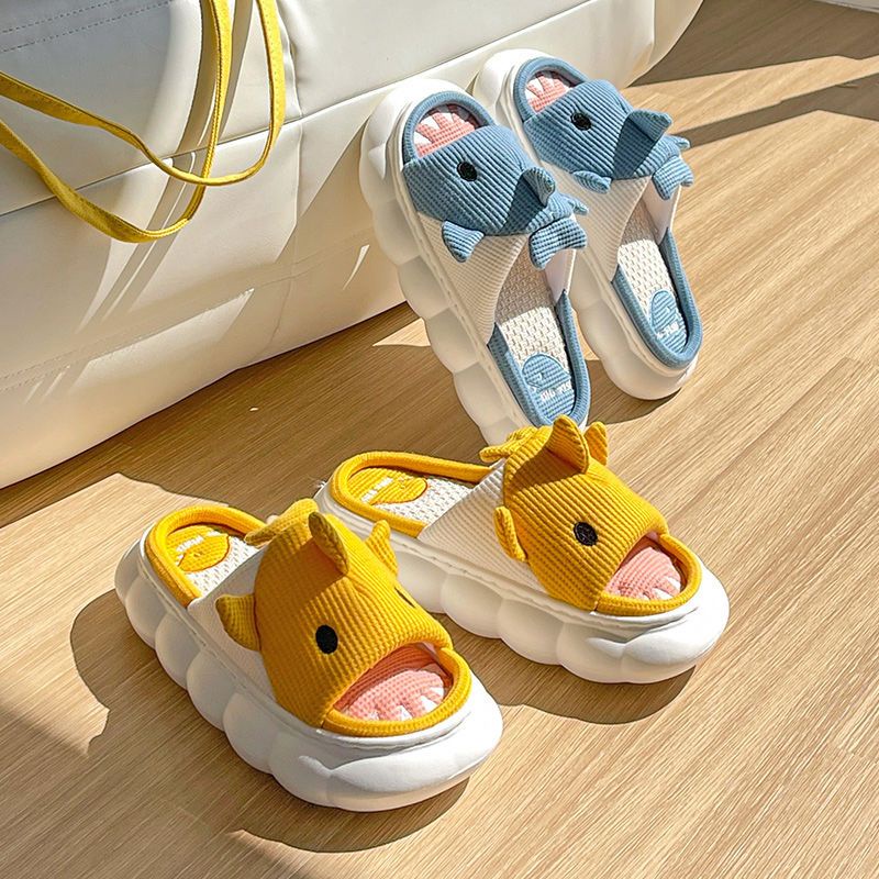 Dép Đi Trong Nhà Chất Liệu cotton Lanh Họa Tiết Hoạt Hình Dễ Thương Cho Nữ
