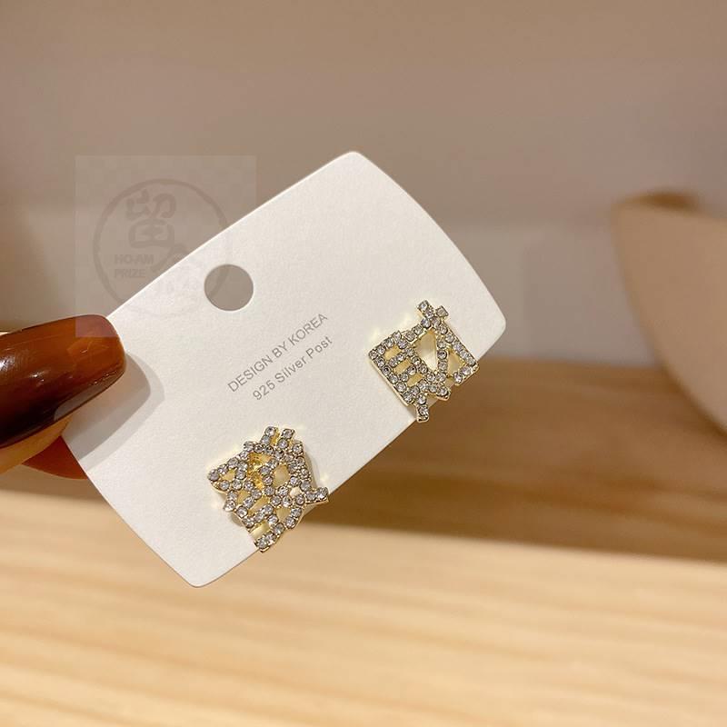 Đôi Bông Tai Đính Đá Kiểu Dáng Thanh Lịch