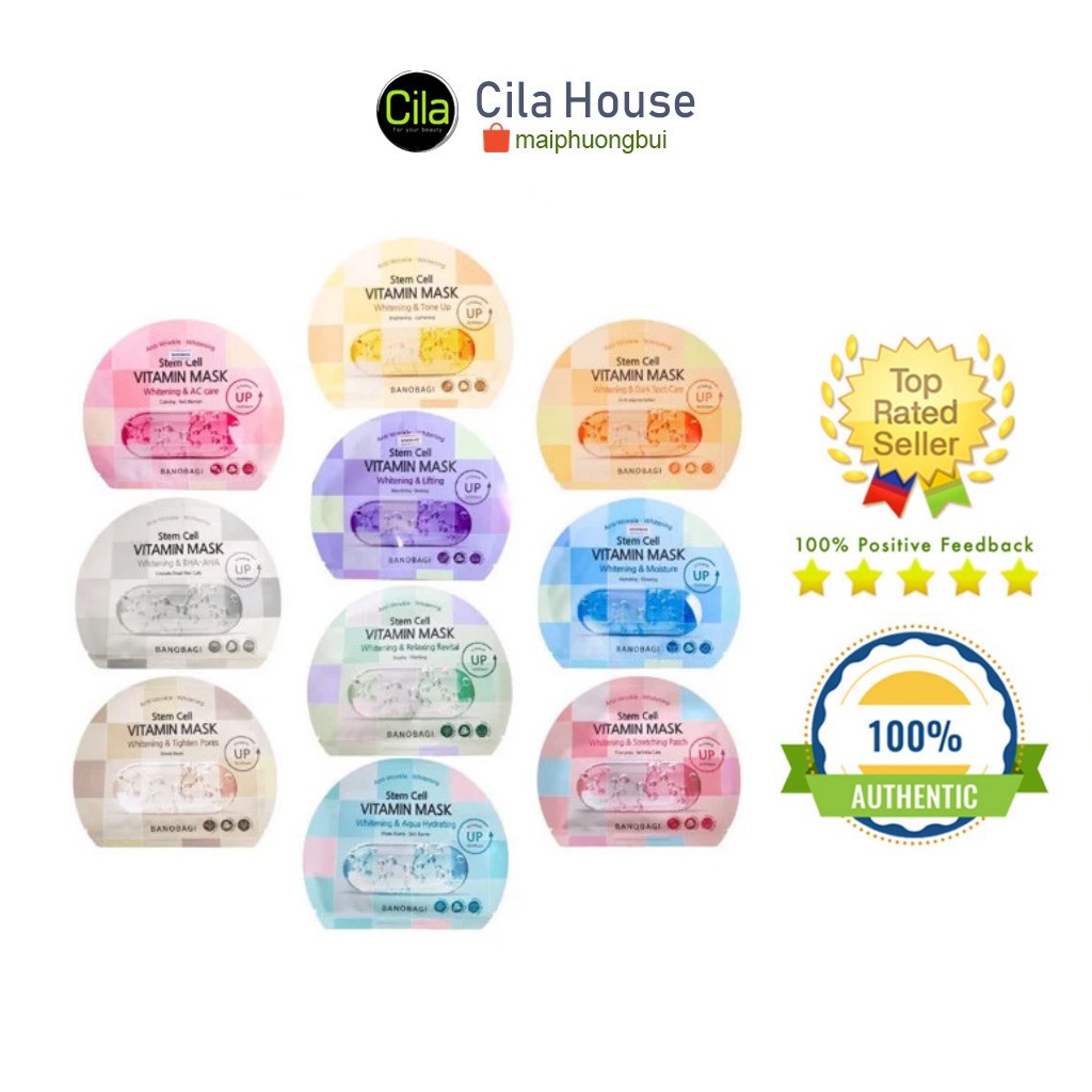 Mặt nạ giấy Banobagi Stem Cell Vitamin Mask Dưỡng Ẩm, Trắng Da, Chống Lão Hoá, Giảm Mụn 30g - Cila House