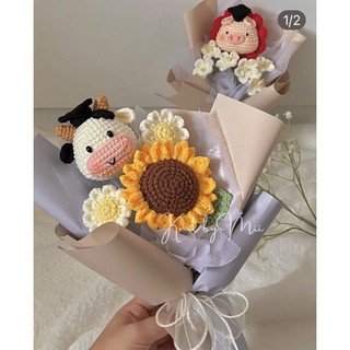 Bó hoa tốt nghiệp bằng len hình động vật dễ thương