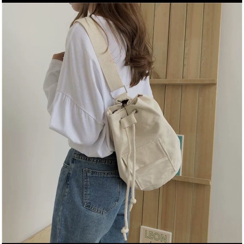 Túi Tote Balo Kiểu Rút Vải Canvas
