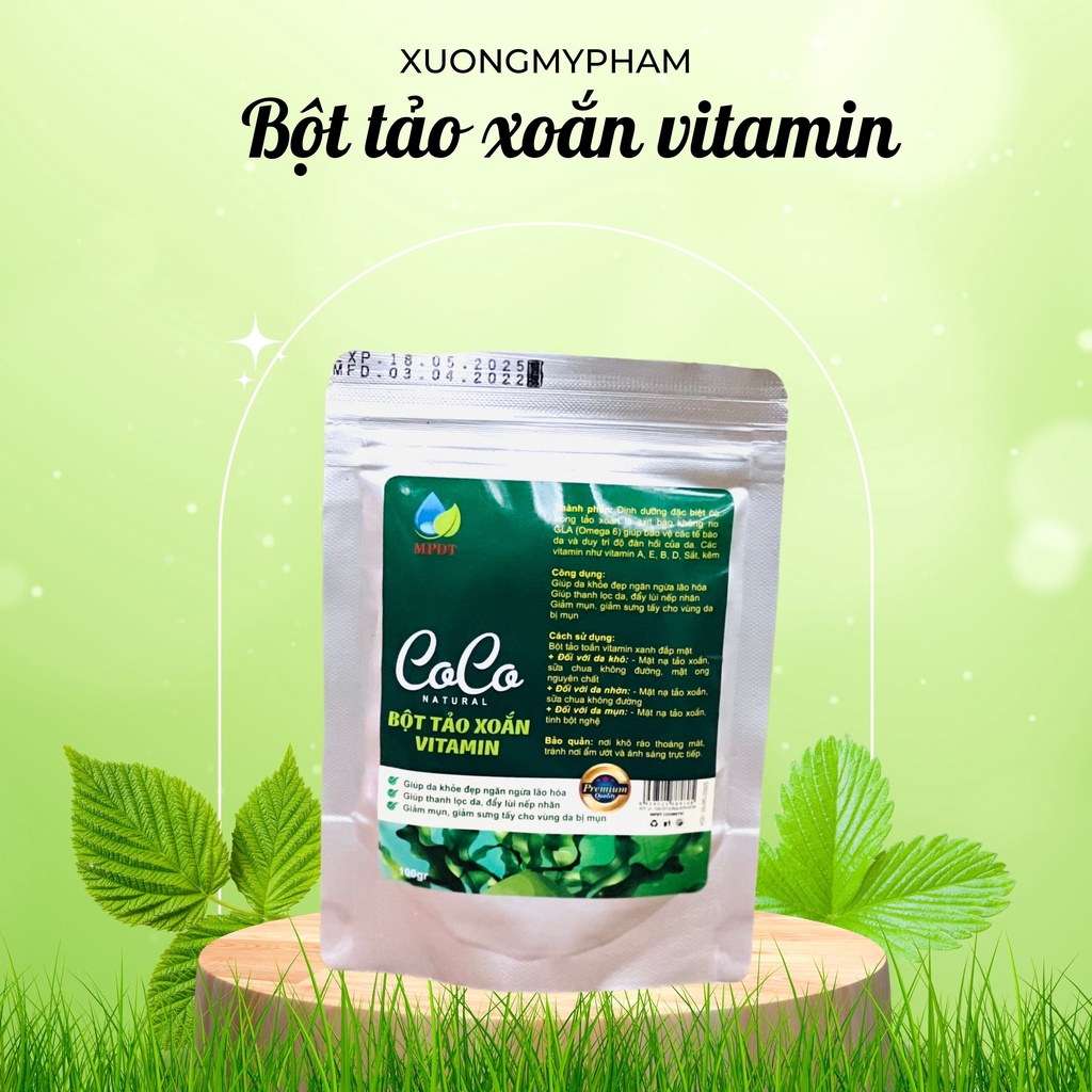 (Giá sỉ 500gr) Bột tảo xoắn đắp mặt nạ,bột tảo biển đắp mặt nạ dưỡng trắng làm đẹp da ngăn ngừa mụn, trắng da, kiềm dầu